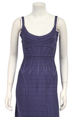 Lot 168 - An Hervé Léger cornflower-purple Spandex bodycon evening gown, modern