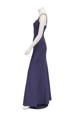 Lot 168 - An Hervé Léger cornflower-purple Spandex bodycon evening gown, modern