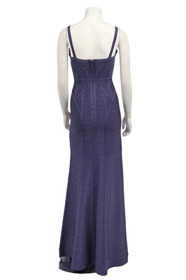 Lot 168 - An Hervé Léger cornflower-purple Spandex bodycon evening gown, modern
