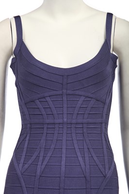 Lot 168 - An Hervé Léger cornflower-purple Spandex bodycon evening gown, modern