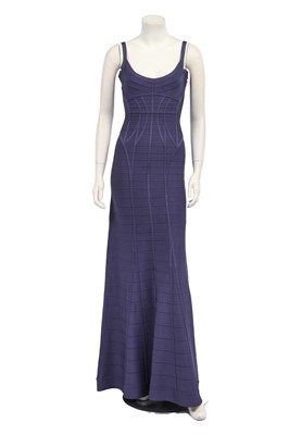 Lot 168 - An Hervé Léger cornflower-purple Spandex bodycon evening gown, modern
