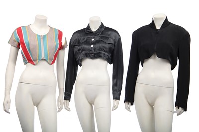 Lot 191 - A pair of Jean Paul Gaultier jeans printed with 'fight racism' and peace symbols, 2000s