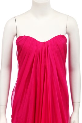 Lot 113 - An Alexander McQueen raspberry-pink silk chiffon evening gown, circa 2008