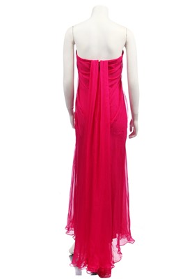 Lot 113 - An Alexander McQueen raspberry-pink silk chiffon evening gown, circa 2008