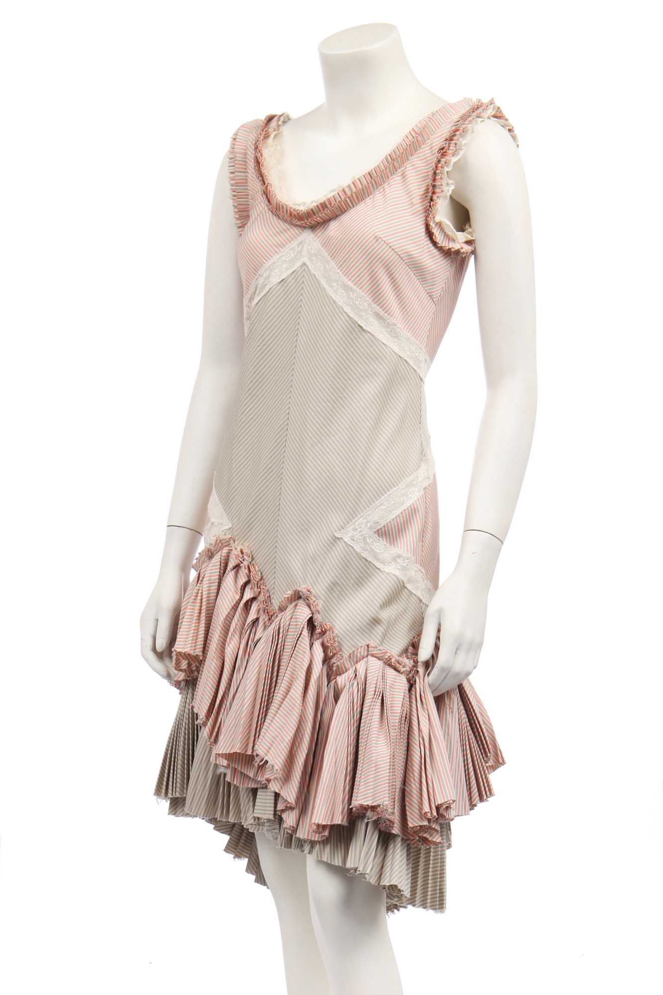 Lot 131 - An Alexander McQueen striped cotton dress, 'It's Only a Game', Spring-Summer 2005