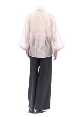 Lot 27 - A Chanel pink organza blouse and grey trousers, 1980s