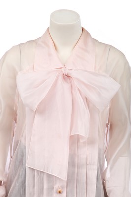 Lot 27 - A Chanel pink organza blouse and grey trousers, 1980s