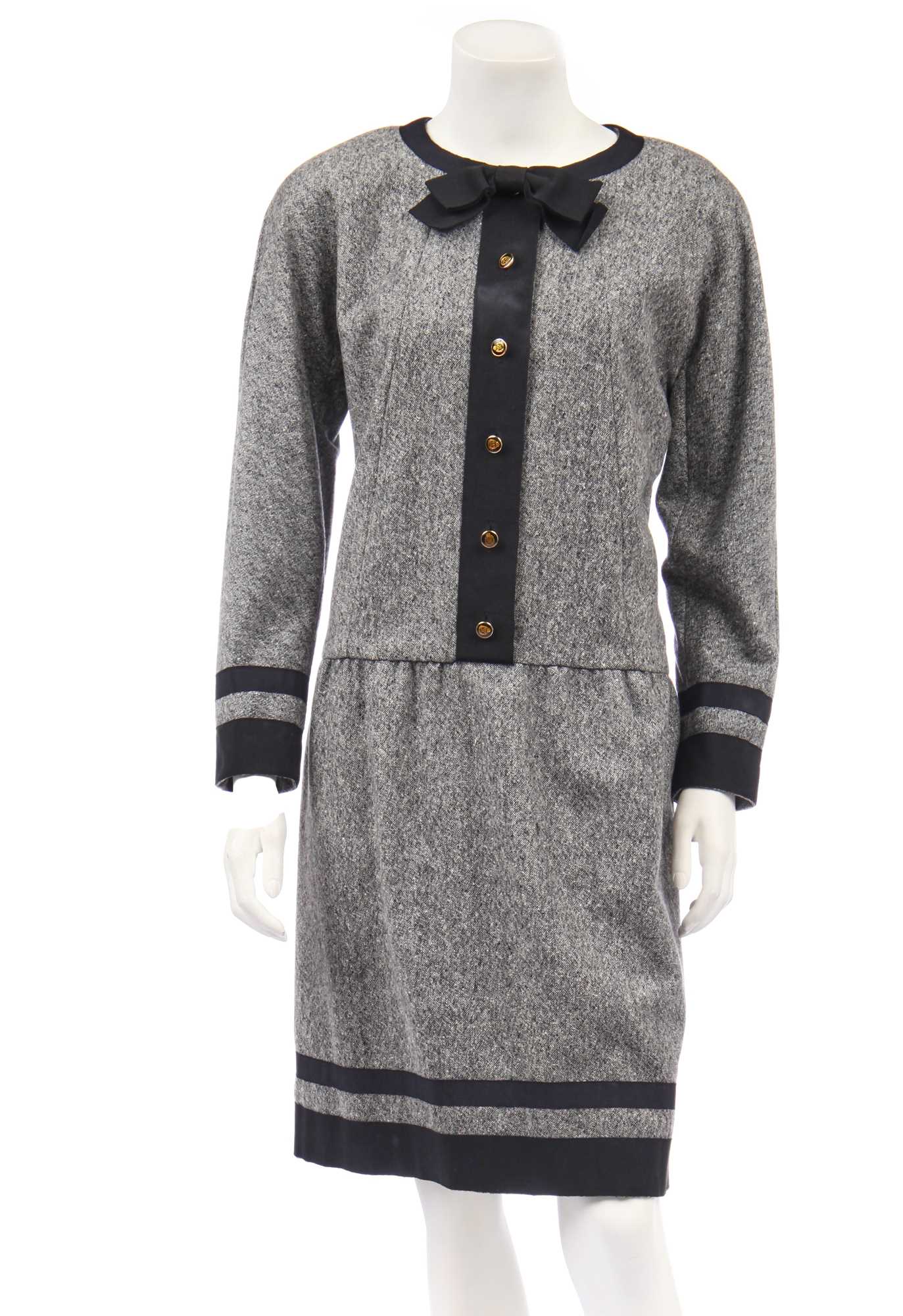 Lot 7 - A Chanel grey wool nautical-inspired dress, 1980s