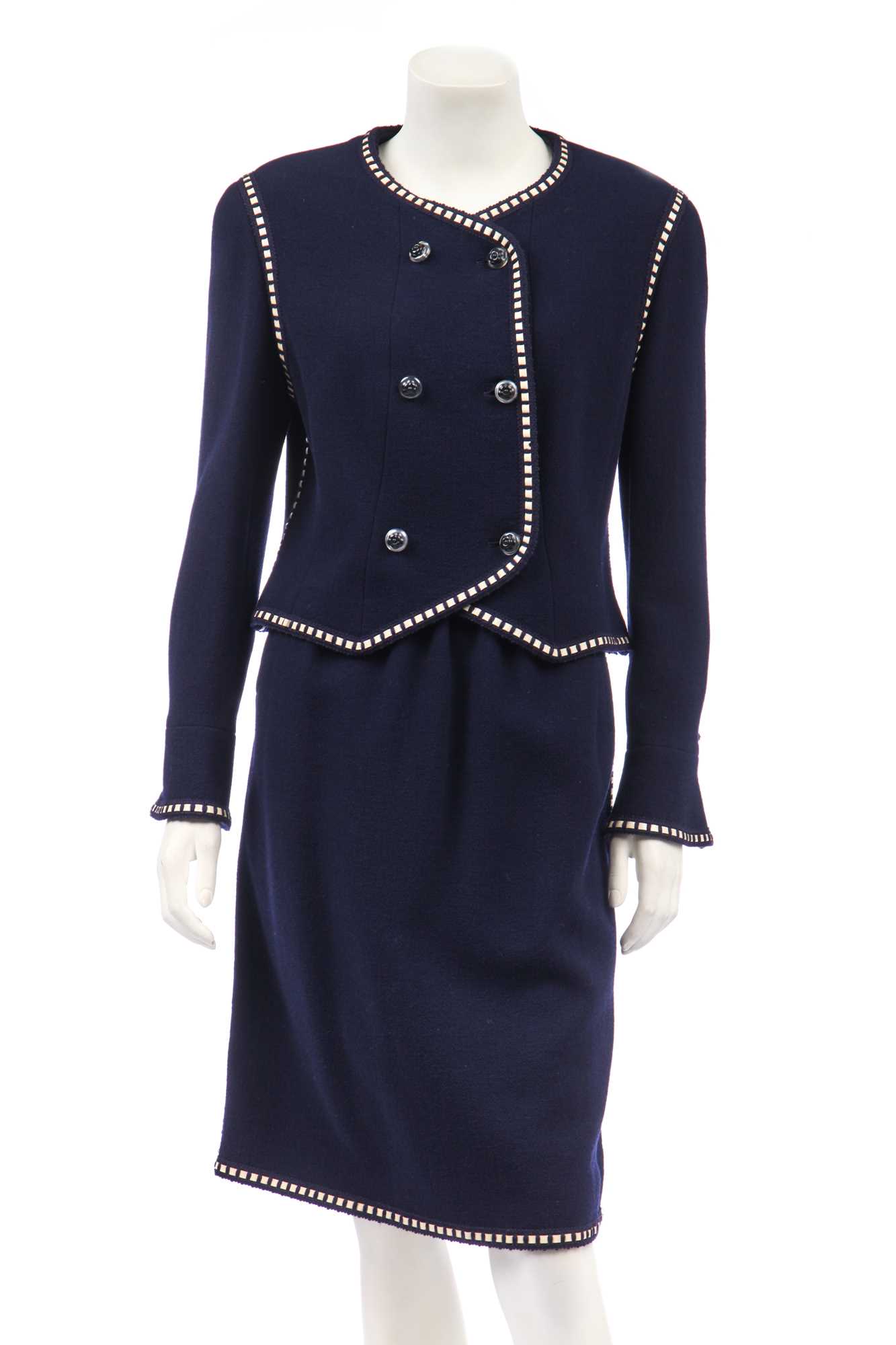 Lot 8 - A Chanel navy wool suit, 2000s