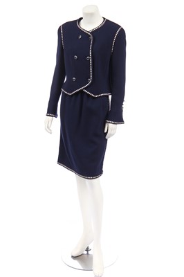 Lot 8 - A Chanel navy wool suit, 2000s