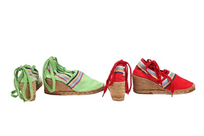 Lot 38 - Two Pairs of Yves Saint Laurent wedge espadrilles, 1990s