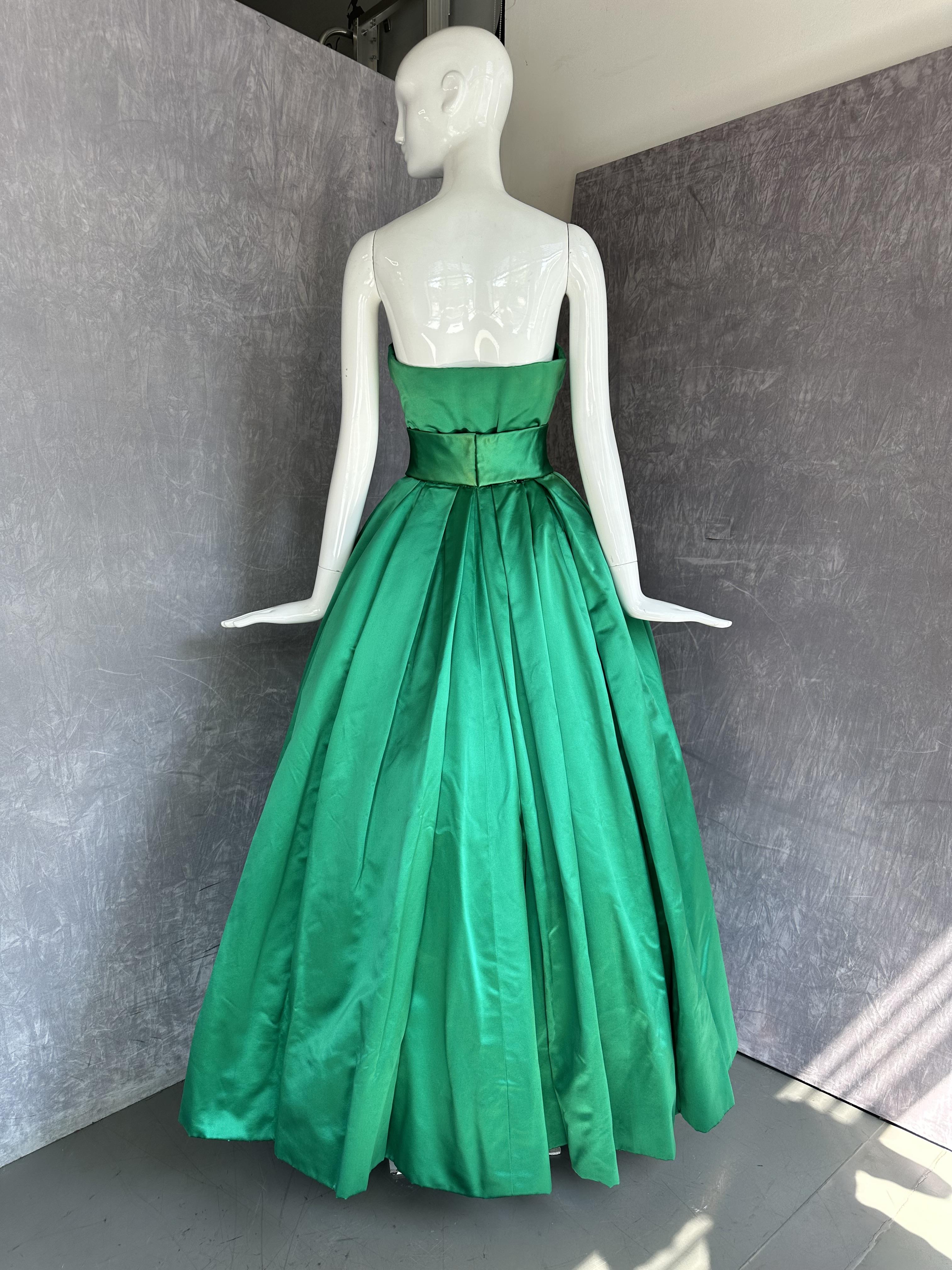 Lot 255 - A Christian Dior couture emerald-green satin Lot 255 - A Christian Dior couture emerald-green satin