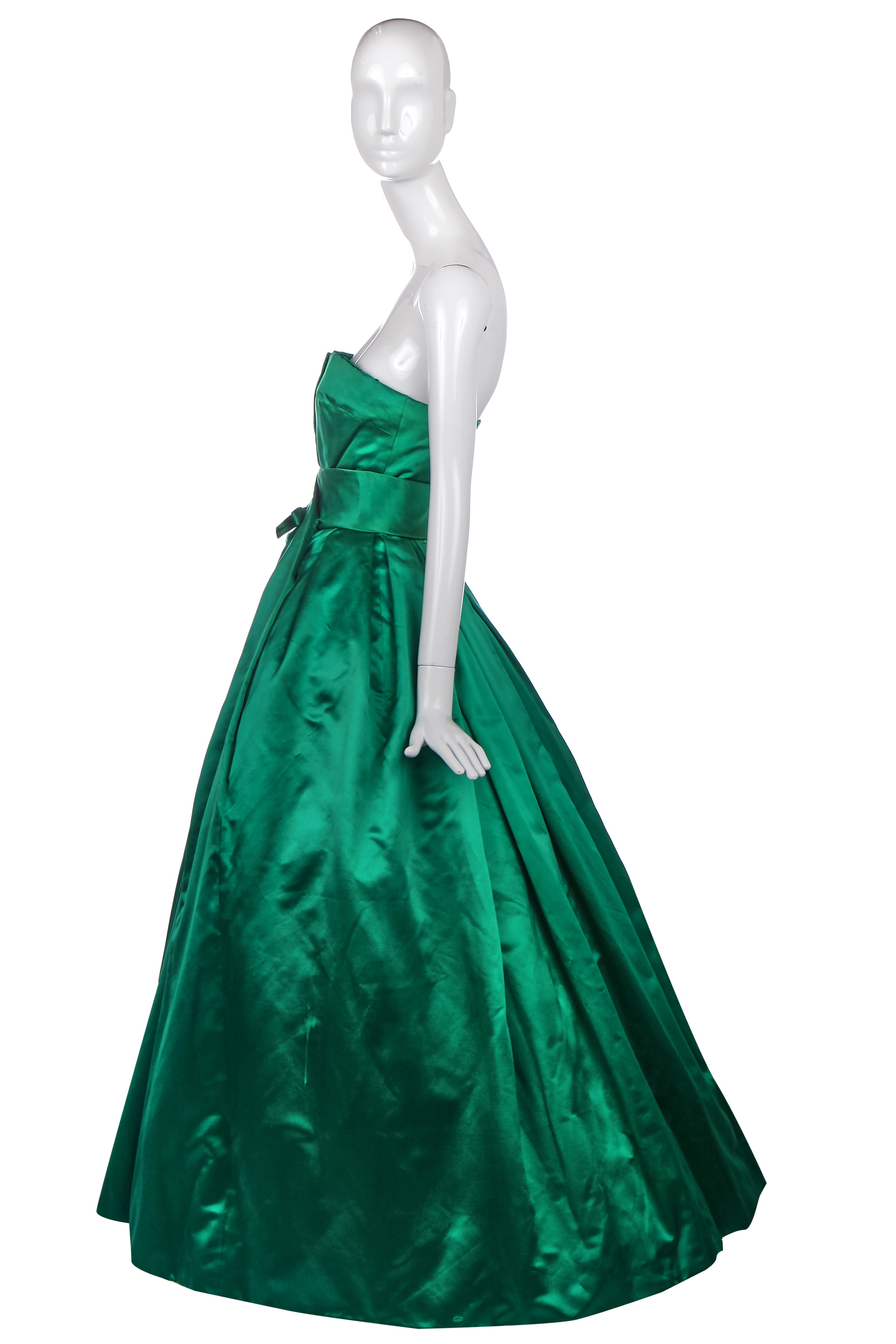 Lot 255 - A Christian Dior couture emerald-green satin Lot 255 - A Christian Dior couture emerald-green satin