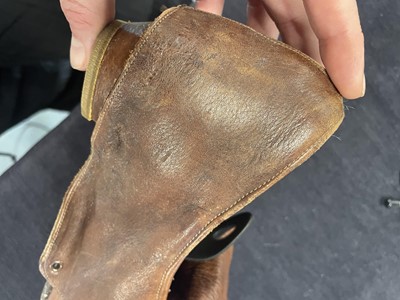 Lot 90 - A pair of John Galliano by Trevor Hill  brown leather shoes, 1986