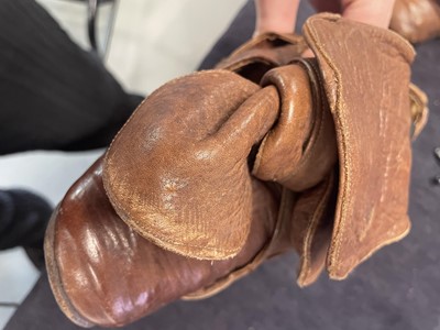 Lot 90 - A pair of John Galliano by Trevor Hill  brown leather shoes, 1986