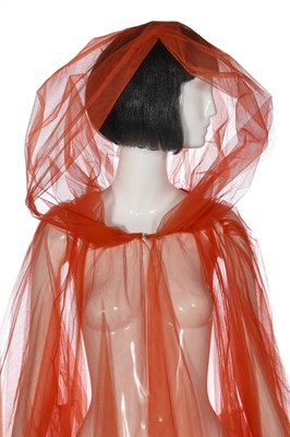 Lot 99 - Mystic Meg's bespoke Isabelle Kristensen orange tulle sleeved-cloak, circa 1995