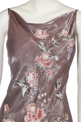 Lot 166 - A Bellville Sassoon/Lorcan Mullany hand-embellished silver and bronze shot rayon gown, late 1990s
