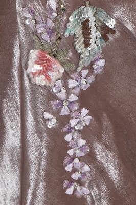 Lot 166 - A Bellville Sassoon/Lorcan Mullany hand-embellished silver and bronze shot rayon gown, late 1990s