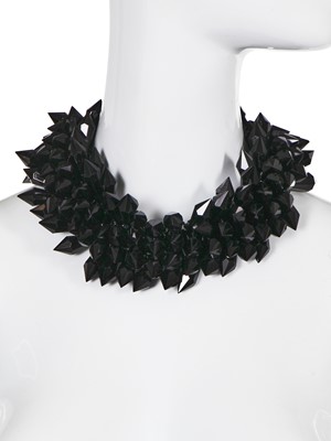 Lot 48 - A choker necklace and matching bracelet of black cut-glass, probably Butler & Wilson, modern