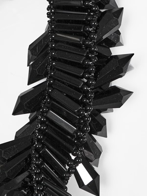 Lot 48 - A choker necklace and matching bracelet of black cut-glass, probably Butler & Wilson, modern