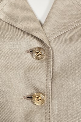Lot 18 - A Chanel oatmeal silk-blend twill jacket, 1990s
