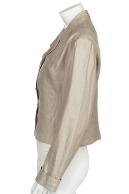 Lot 18 - A Chanel oatmeal silk-blend twill jacket, 1990s