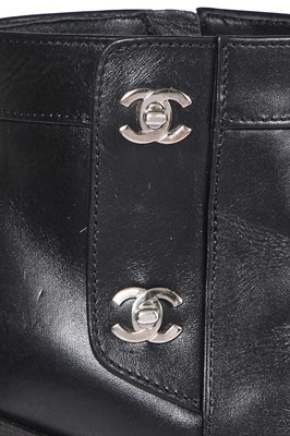 Lot 28 - A pair of Chanel black leather boots, 2010s