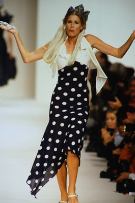 Lot 207 - A rare John Galliano 'Dotty Duchess' printed silk showpiece dress, 'Princess Lucretia' collection, Spring-Summer, 1994