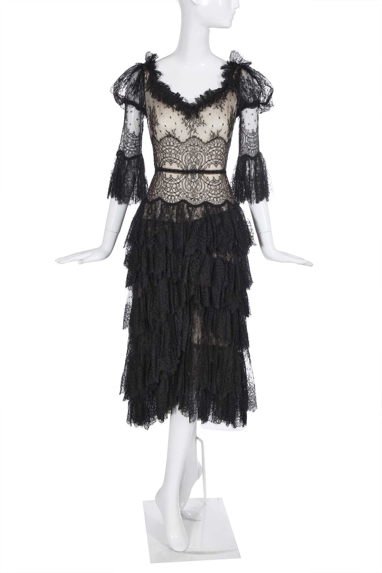Lot 90 - An Alexander McQueen black lace dress, Lot 90 - An Alexander McQueen black lace dress,