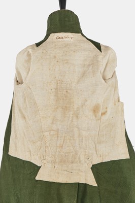 Lot 5 - A green wool coachman's livery ensemble, Italian, early 19th century