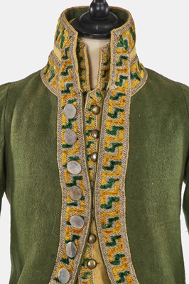 Lot 5 - A green wool coachman's livery ensemble, Italian, early 19th century