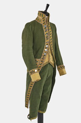 Lot 5 - A green wool coachman's livery ensemble, Italian, early 19th century