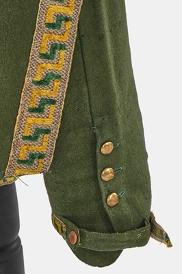 Lot 5 - A green wool coachman's livery ensemble, Italian, early 19th century