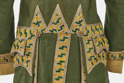 Lot 5 - A green wool coachman's livery ensemble, Italian, early 19th century