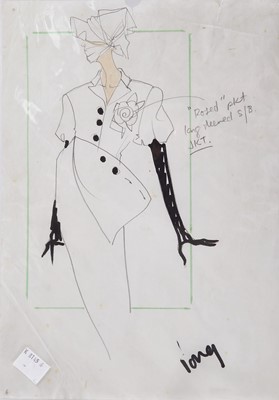 Lot 329 - John Galliano fashion sketch and related ephemera for 'Blanche DuBois', Spring-Summer, 1988