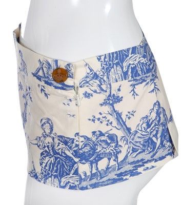 Lot 181 - A Vivienne Westwood printed cotton micro mini skirt, probably 'Les Femmes Ne Connaissent Pas Toute Leur Coquetterie', Spring-Summer 1996