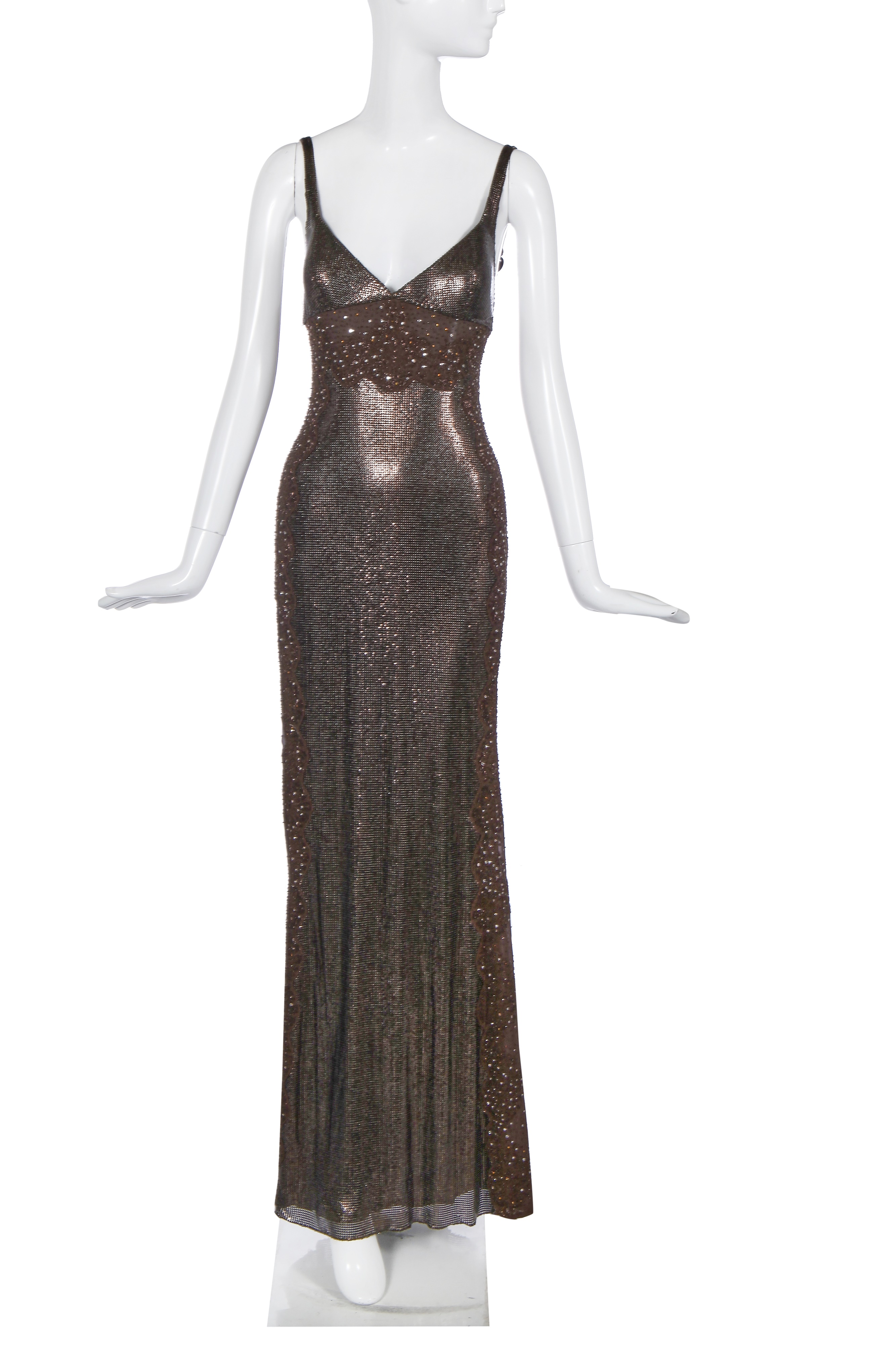 Lot 189 - A fine Gianni Versace brown Oroton dress,