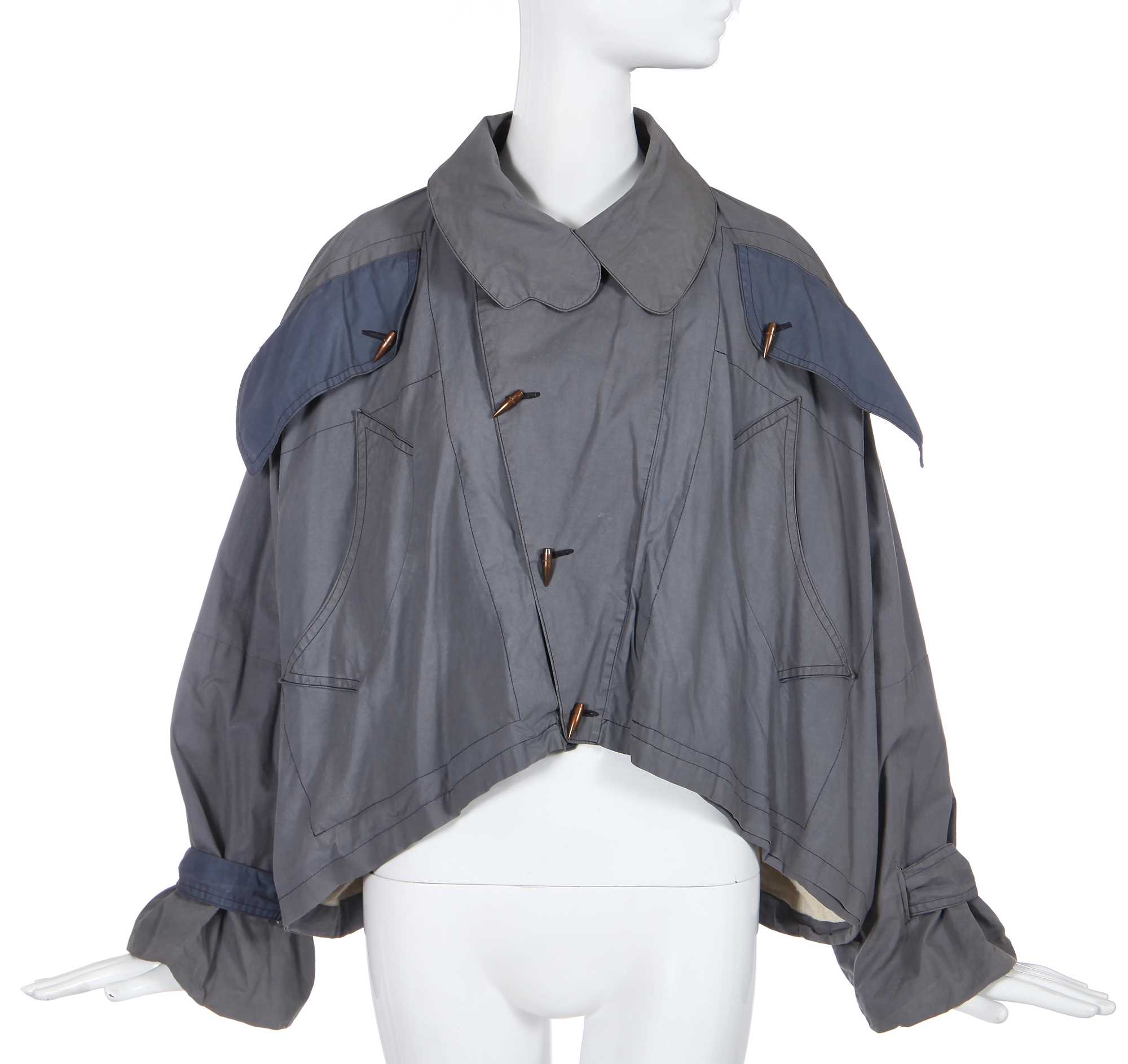 Lot 346 - A rare Vivienne Westwood blue cotton jacket, probably 'Clint Eastwood ' collection, Autumn-Winter 1984-85
