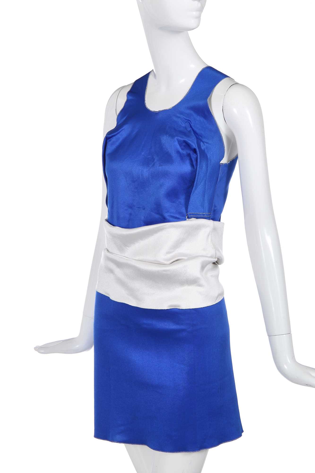 Lot 351 - A Westwood/McLaren blue nylon two-piece ensemble, 'Hypnos' collection, Spring-Summer 1984