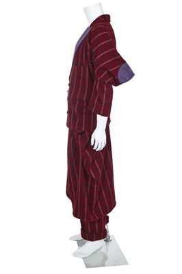 Lot 340 - A rare Vivienne Westwood burgundy checked wool suit, 'Clint Eastwood' collection, Autumn-Winter 1985-86