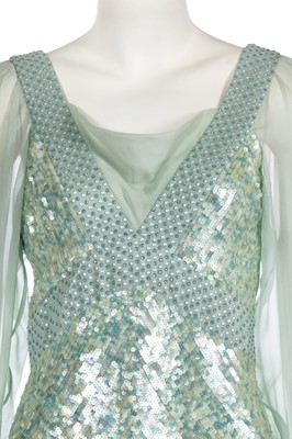 Lot 42 - A Jenny Packham seafoam green sequined evening gown, circa 2010