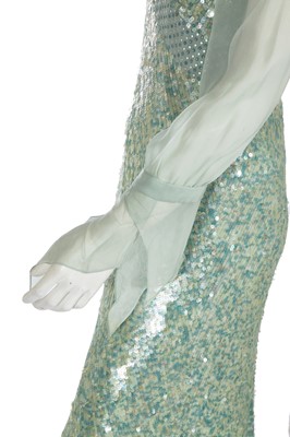 Lot 42 - A Jenny Packham seafoam green sequined evening gown, circa 2010