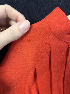 Lot 404 - An Ossie Clark red moss crêpe maxi dress, circa 1970