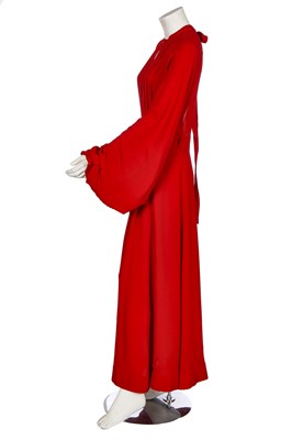 Lot 404 - An Ossie Clark red moss crêpe maxi dress, circa 1970