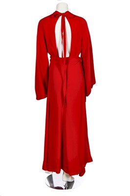 Lot 404 - An Ossie Clark red moss crêpe maxi dress, circa 1970