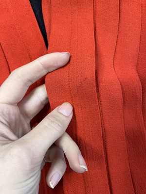 Lot 404 - An Ossie Clark red moss crêpe maxi dress, circa 1970