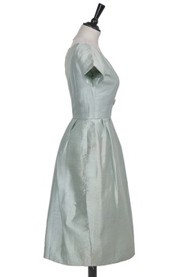 Lot 367 - A Christian Dior London ice-blue slubbed silk cocktail dress, 1959