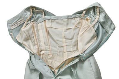 Lot 367 - A Christian Dior London ice-blue slubbed silk cocktail dress, 1959