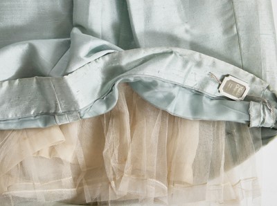 Lot 367 - A Christian Dior London ice-blue slubbed silk cocktail dress, 1959