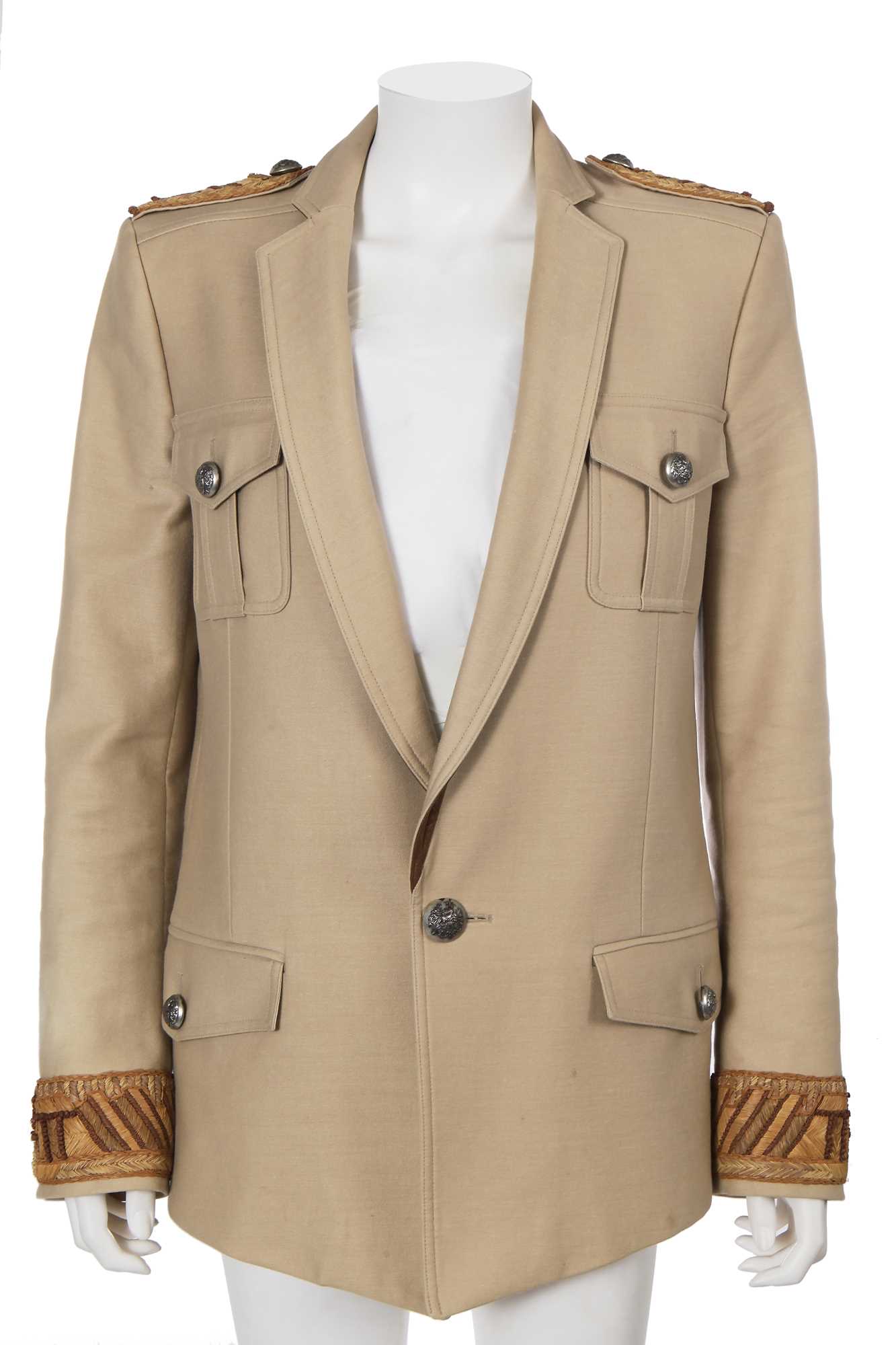 Lot 18 - A Balmain men's beige cotton military-inspired jacket, 2010s